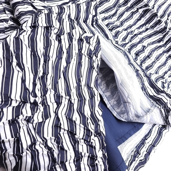 New Michael Kors Amazing Navy White Striped Crinkle Pleated Dress Sz 4 - Picture 6 of 16